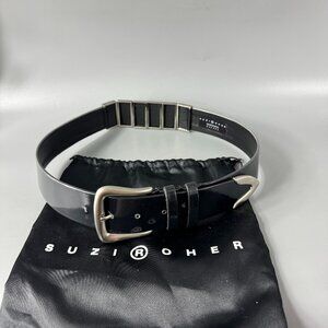 Suzi Oher Gray & Silver Metal Stretchable Belt Six Size Medium Plus